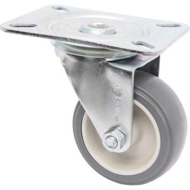 Imagem de Kit 5 Rodizio Girat. Roda 3pol. Pvc Placa Base 60kg Por Roda - RODILIN