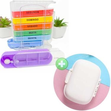 Imagem de Kit Porta Comprimidos Cápsulas Remédio Divisória Bolsa Leve Portátil O