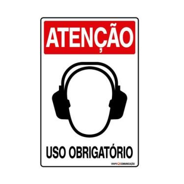Imagem de Placa De Sinalização Atenção Abafador Auricular Uso Obrigatório 20x30 
