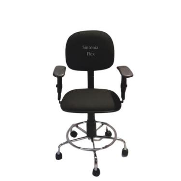 Imagem de Cadeira secretaria giratoria pistão a gás  com base cromada tecido pre