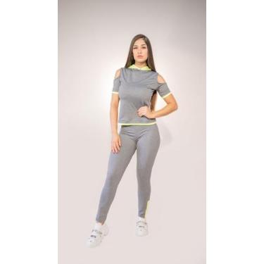 Imagem de Conjunto Capuz Fitness Mescla com Verde - Sophia D'Aquila, Cinza, Verd