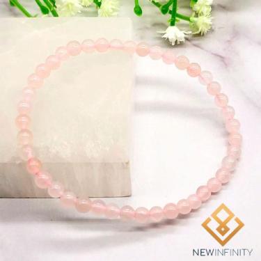 Imagem de Pulseira de Quartzo Rosa 4mm Pedra Natural Rolada - New Infinity, Rosa