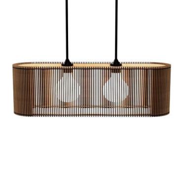 Imagem de Luminária Pendente Veneza Modelo Ripado - CORALISA, MDF CRU