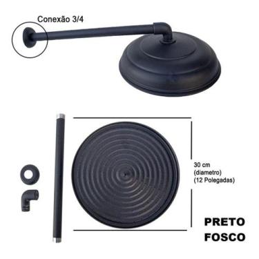 Imagem de Chuveirão de Piscina 30 Cm PRETA - Aluminio pintura - Ficone Reis