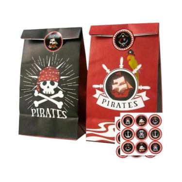 Imagem de Conjunto de Talheres Descartáveis com Tema Pirata - Pratos, Copos, Cha