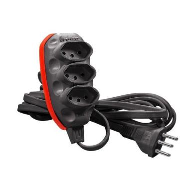 Imagem de Extensão Stopshock Com 3 Tomadas 3M 2P+T Preto E-306 Techna