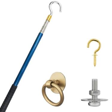 Imagem de TAROTKIN Peças do sistema de escada de puxar para baixo da escada do sótão, corda de gancho de puxar para baixo da porta do sótão com alça para extensão do sótão sistema de puxar para baixo kit de