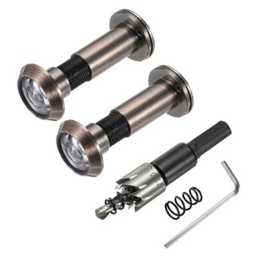 Imagem de PATIKIL Visualizador de porta de 9/40.6 cm, visor de porta de privacidade de cobre de 2 peças com capa de privacidade, 180 graus serve para porta de 1-3/10.2 cm a 2-15/40.6 cm com broca de 14 mm/0,55"