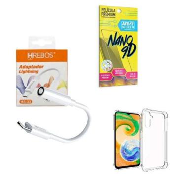 Imagem de Capinha Samsung A14 + Adaptador P2 Para Tipo C + Película 9D - Armyshi