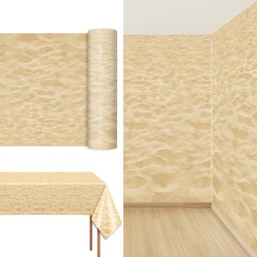 Imagem de Toalha de mesa de areia de praia, rolo de 25 m x 138 cm, descartável, para verão, praia, plástico, cenário, papel de parede, rolo de papel de parede, para viagem, verão, tropical, cabine fotográfica