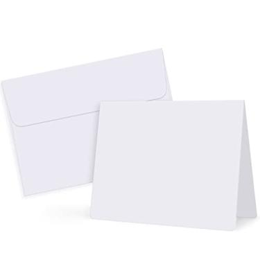 Imagem de Eupako Pacote com 50 cartões e envelopes branco-em branco - 12,7 x 17 cm, dobrado-cartolina e A7-envelopes autoselantes para cartões comemorativos, convites, casamento, chá de bebê, aniversário