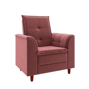 Imagem de Poltrona Decorativa Estofada Confortável Sala Miley Veludo Rosê