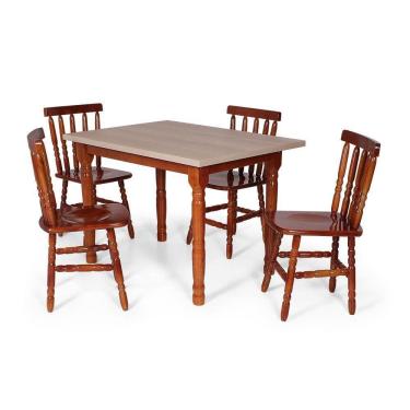 Imagem de Conj Jantar Retangular 110x80cm Mel + 4 Cadeiras Mônaco Mel