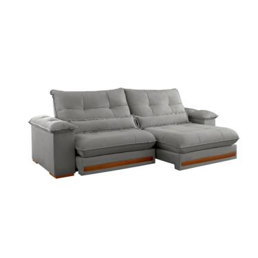 Imagem de Sofá 3 Lugares Retrátil e Reclinável Qatar Linho Cinza 240 cm