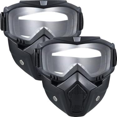 Imagem de BROYEUR Pacote Com 2 Máscaras De Airsoft, Máscara De Paintball, Máscara De Motocicleta, Máscara Facial Tática, Máscara De Esqui, Óculos Removíveis (Transparente)