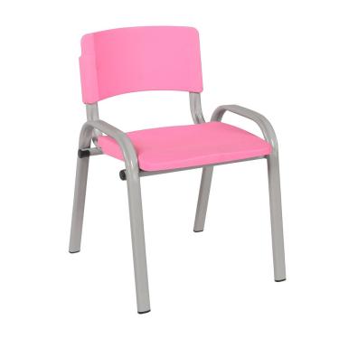 Imagem de Cadeira Infantil Iso Base Cinza Para Atividades Didáticas Creche Escola Empilhável Em Aço