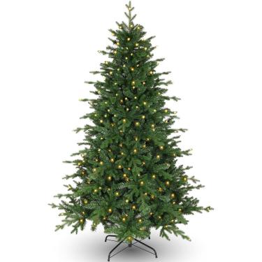 Imagem de Árvore de Natal Himimi Aspen Fir de 6 pés com 300 LED brancos quentes