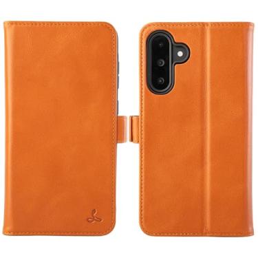 Imagem de Snakehive Carteira de couro para Samsung Galaxy A36 - Capa de telefone carteira de couro real com suporte de visualização e suporte para cartão - Capa flip com fecho lateral com compartimentos para