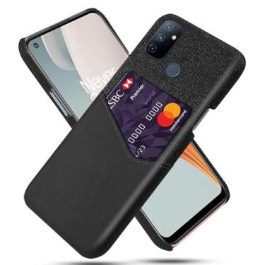 Imagem de Capa para Oneplus Nord N100,Tela e tampa de couro PU,Antideslizante,360°cobertura completa à prova de choque com 1 slot de cartão atrás,Prevenção de queda-Black