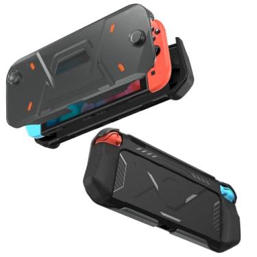 Imagem de YELERWE Capa para Nintendo Switch 2 2025, capa ultra protetora com policarbonato frontal antiarranhões e traseira de TPU à prova de choque, capa ergonômica antiderrapante para Switch 2 (preto)