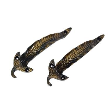 Imagem de ZAHANAARA Puxador de gaveta de folha antiga - Puxadores de armário de metal vintage para guarda-roupa, cômoda, baú, armário - Ferragens decorativas de estilo botânico rústico para móveis DIY, fazenda