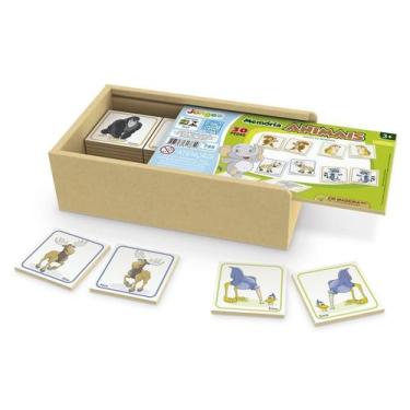 Imagem de Jogo da Memória Infantil Animais 30 Peças em Madeira Brinquedo Junges