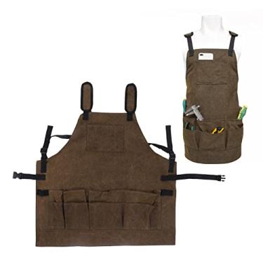 Imagem de Cffuvros Avental de Madeira, Bolso de Grande Capacidade, Alças de Ajuste Avental de Lojas de Madeira, Avental de Trabalho de Lona para Eletricista de Carpintaria