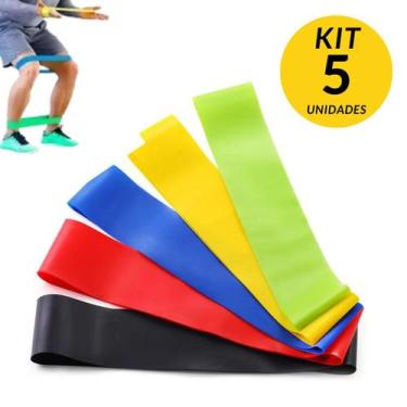Imagem de Kit 5 Faixa Elástica Treino Ginastica Pilates E Fisioterapia - Monac