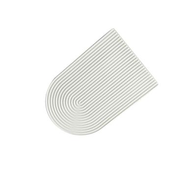 Imagem de Prato de sobremesa listrado de cerâmica simples restaurante hotel casa cerâmica prato longo - branco