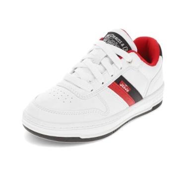 Imagem de Levi's Tênis infantil unissex Drive Lo, Branco/Preto/Vermelho, 17