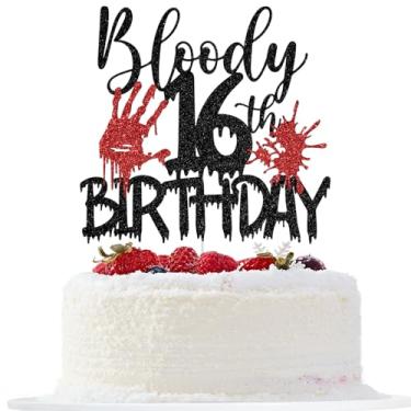 Imagem de Bloody 16th Birthday Cake Topper, Happy 16th Birthday Cake Decorations, Have a Killer Birthday, Halloween Zombie Vampire 16th Bday Party Decorations, Black and Red