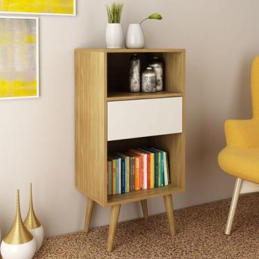 Imagem de Estante para Livros Baixa 1 Gaveta Natural/Off White E1715 - Tecno Mob