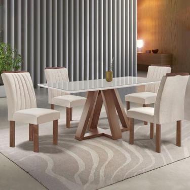 Imagem de Mesa de Jantar 4 Lugares Kyra/Arizona com Vidro Chocolate/Off White/Su