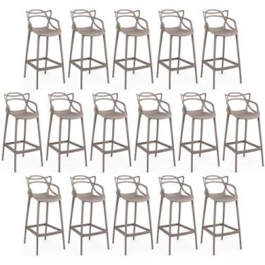 Imagem de Kit 16 Banquetas Allegra com Encosto Design Cozinha/Bancada - Fendi - 