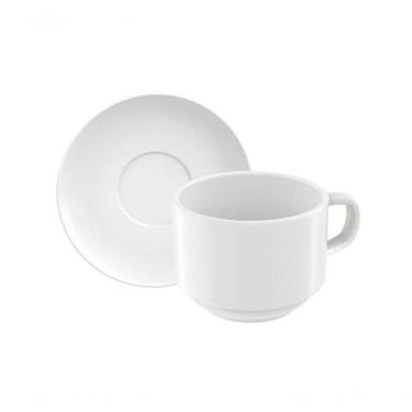 Imagem de Conjunto Xícara E Pires De Chá Tramontina Paola Em Porcelana 240ml 2 Peças