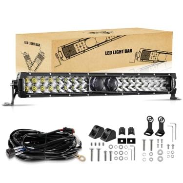Imagem de Auxbeam Barra de luz de 55 cm, 180 W, à prova d'água, duas fileiras, luzes off-road, luzes de condução, luzes de trabalho de LED, lente 5D PRO com chicote de fios para carro, SUV, UTV, ATV,