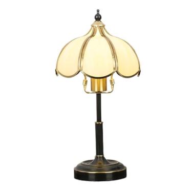 Imagem de Abajur de cabeceira Abajur de mesa vidro vintage, abajur para sala estar, quarto, estudo, latão, vitral, cabeceira(Branco,Pequeno)
