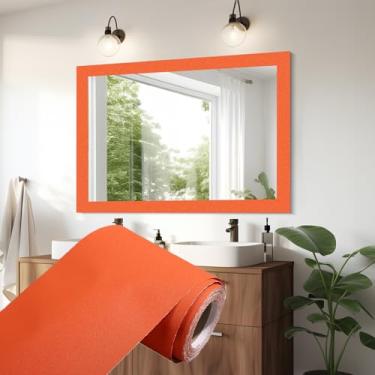 Imagem de Simplemiuji Papel de parede fosco com moldura espelhada de 10 m, adesivo autoadesivo para banheiro (laranja, 10 cm)