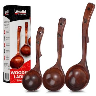 Imagem de Boxiki Kitchen Espátula de silicone resistente ao calor, (madeira teca (conjunto de 3))