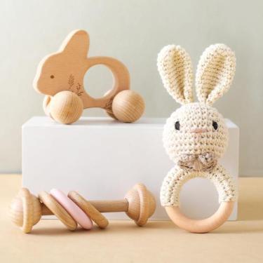Imagem de Conjunto Baby Rattle, vamos fazer 3 peças de chocalho de coelho de mad