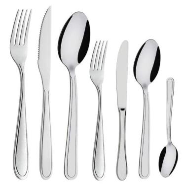 Imagem de Faqueiro 42 Peças Aço Inox Cor Prata Linha Bronze Em Casa Tem - EmCasa