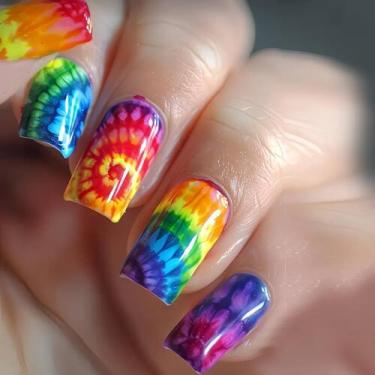 Imagem de Adesivos de unhas BJR de comprimento curto em forma de quadrado em est