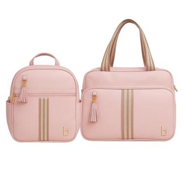Imagem de Kit Bolsa e Mochila Maternidade Elegante Fita Para Bebê 2 Peças Imperm