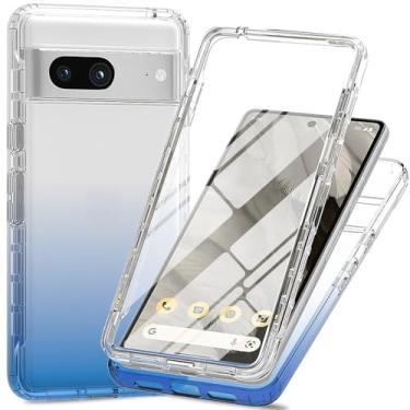 Imagem de Capa transparente de proteção total de 360° com protetor de tela integrado para Google Pixel 8, capa fina de TPU e PC, bordas elevadas, aderência antiderrapante, design de camada dupla à prova de