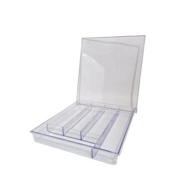 Imagem de Organizador De Talheres Premium De Cristal Com Tampa E DivisóRias - Porta Talheres Elegante E Organizado(Cristal)