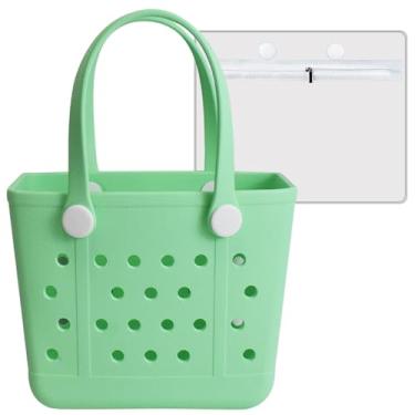 Imagem de Hixulam Pequena bolsa de borracha feminina - linda bolsa esportiva para viagens, dias na piscina, academia e uso diário, design leve e durável, Verde hortelã, Small
