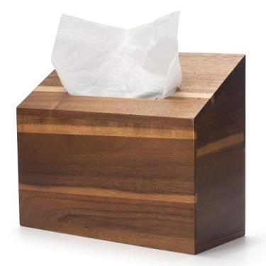 Imagem de Capa de toalha de mão compatível com toalhas de mão de papel descartáveis Kleenex, suporte de toalha de mão de madeira de acácia para banheiro, cozinha, sala de estar, bancada