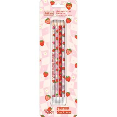 Imagem de Tilibra - Lápis Preto Redondo com Borracha N.2 Be Berry! - Blister com 4 Unidades