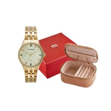 Imagem de Kit Mondaine Relógio Feminino Dourado com Porta Joias - 32740LPMKDE1K1