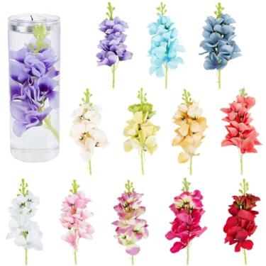 Imagem de SUNNYCLUE 1 caixa com 12 peças, 12 cores, enchimento de vaso de flores flutuantes, pequenas, pequenas velas flutuantes, peças de centro de mesa artificiais para decoração de casa, Natal, Ano Novo